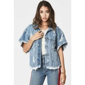 Carmar Distressed oversized short sleeved denim